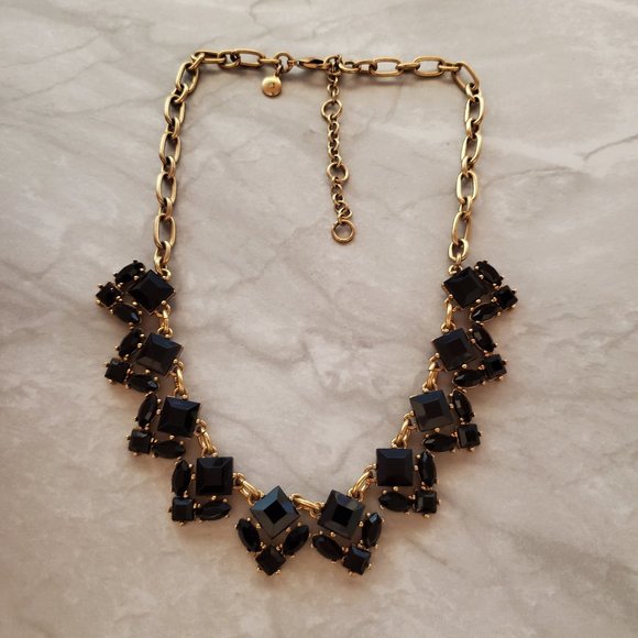 ✨ J.Crew Black Rhinestones Cluster Classic Statement Necklace ✨
